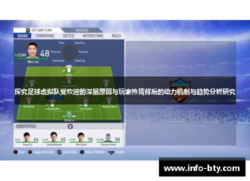 探究足球虚拟队受欢迎的深层原因与玩家热情背后的动力机制与趋势分析研究 探究足球虚拟队受欢迎的深层原因与玩家热情背后的动力机制与趋势分析研究
